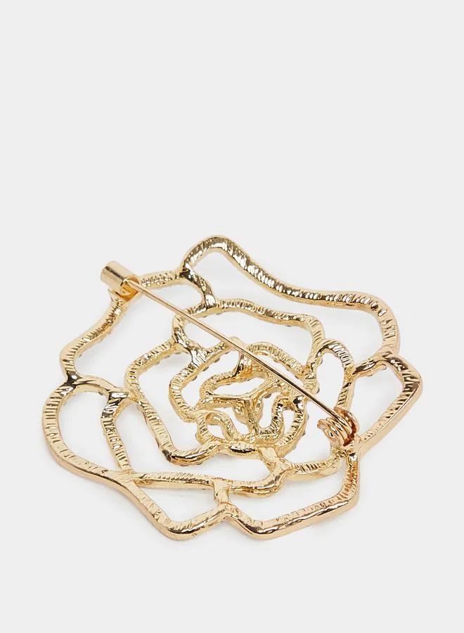 Styli Embellished Floral Brooch